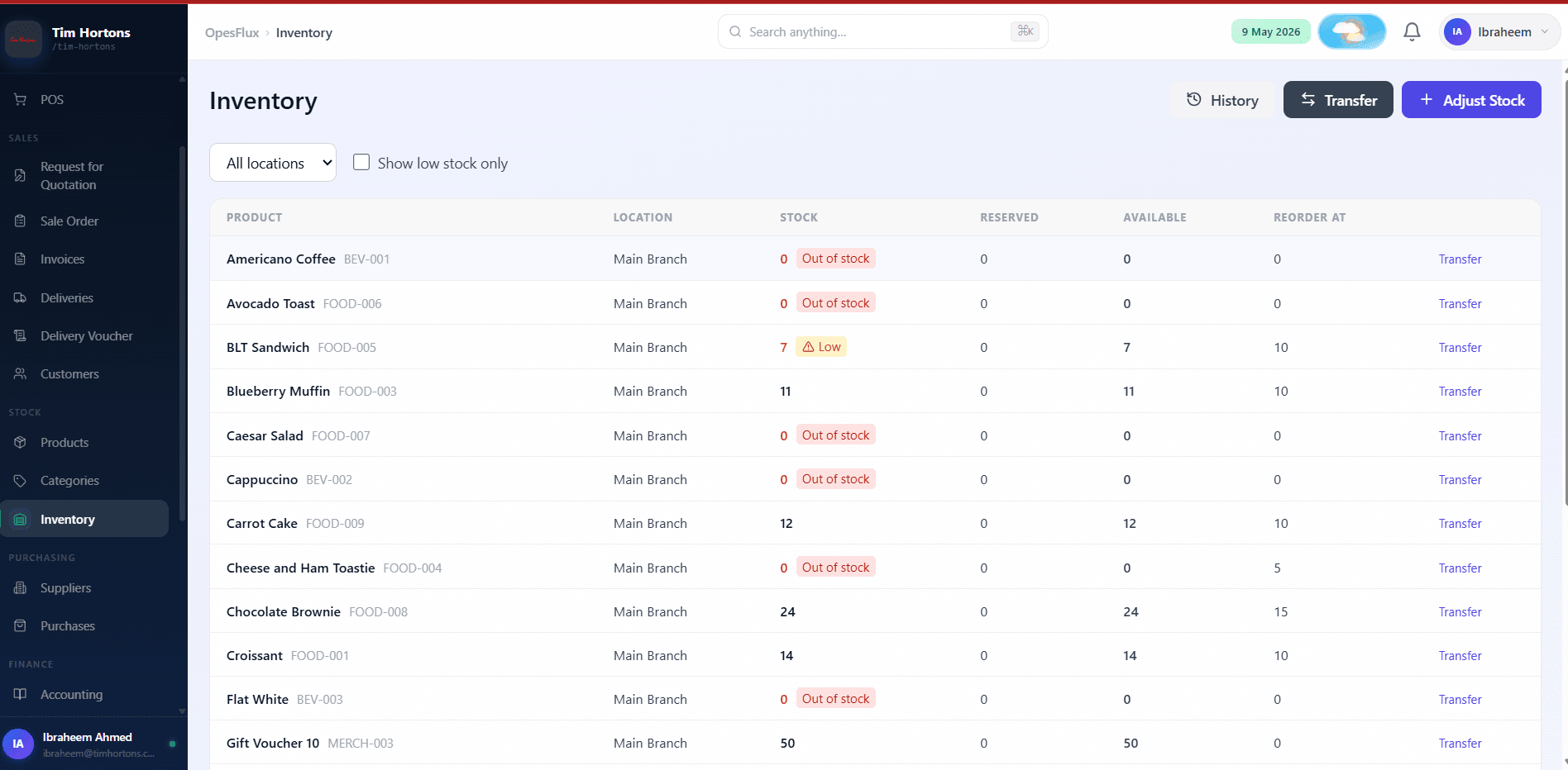 OpesFlux Inventory management