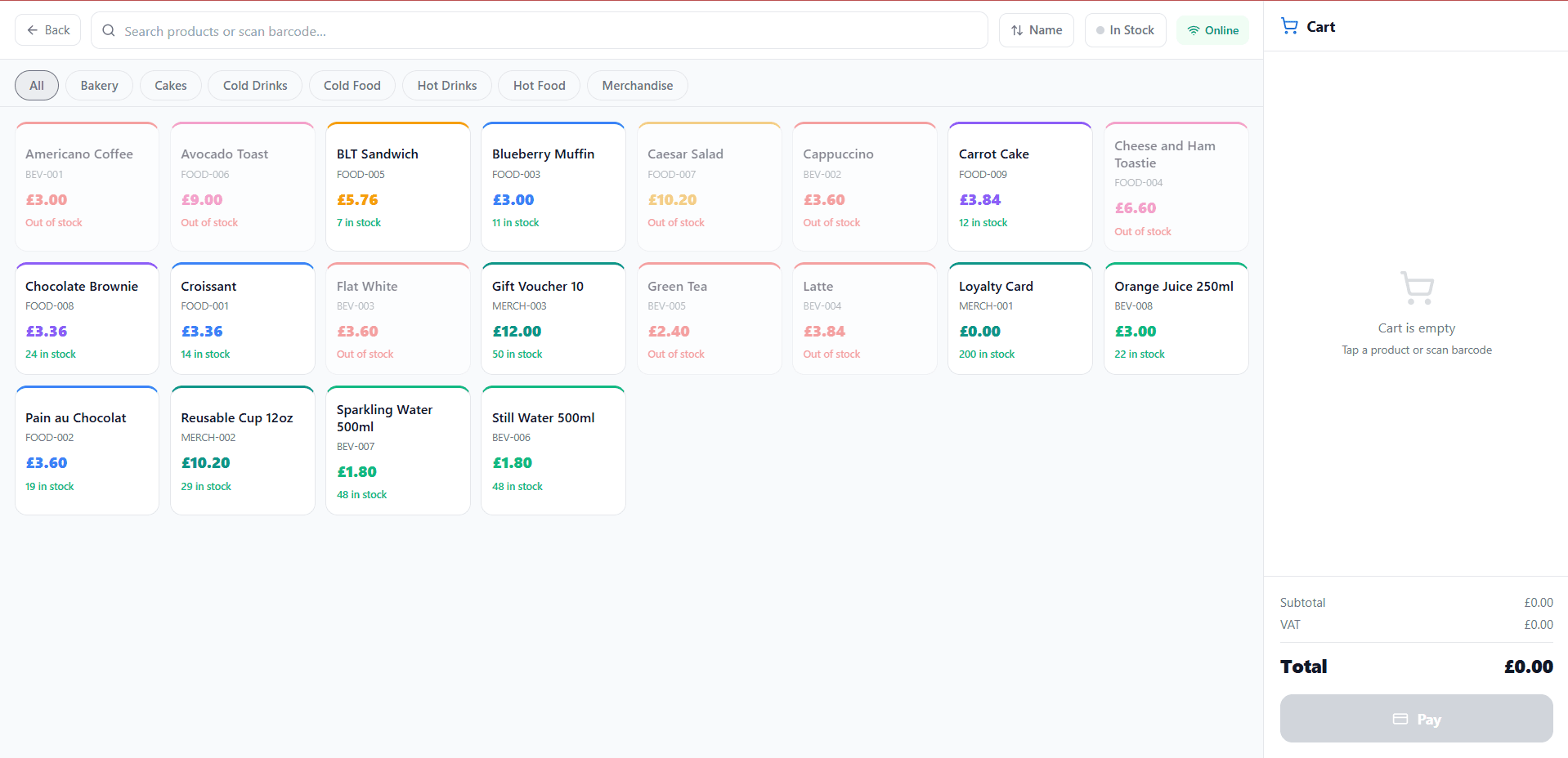 OpesFlux POS product grid