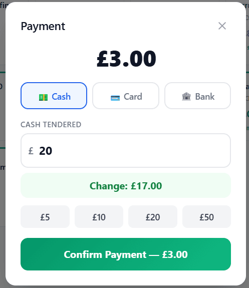 OpesFlux POS payment screen